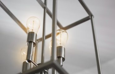 Close up of light bulbs in lantern pendant lighting fixture