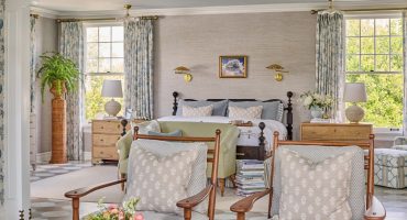 Image of a bedroom with lighting all around the frame