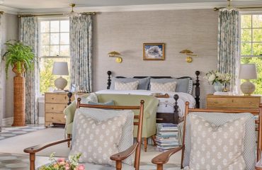 Image of a bedroom with lighting all around the frame